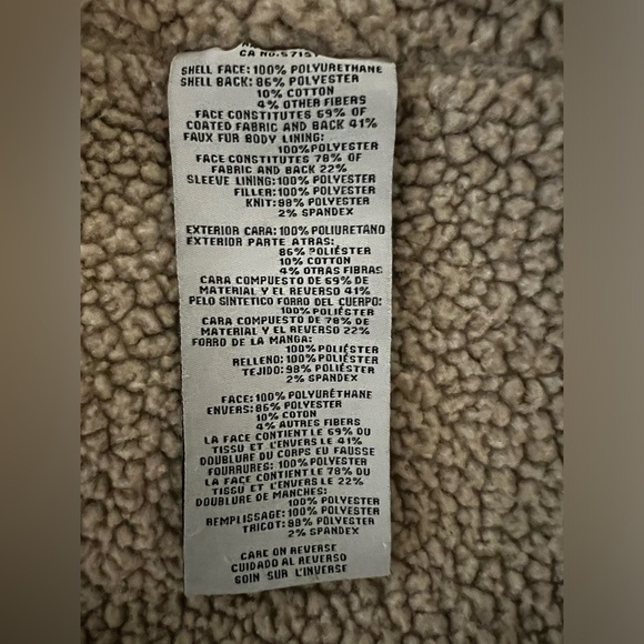 LEVI STRAUSS & CO BROWN FAUX LEATHER FLEECE LINED JACKET SZ large preowned - Picture 4 of 11